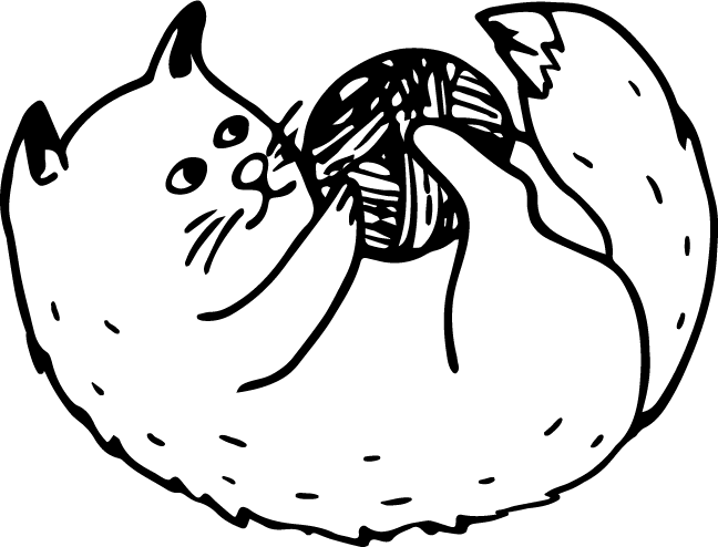 Disegno di gatto che gioca con un gomitolo